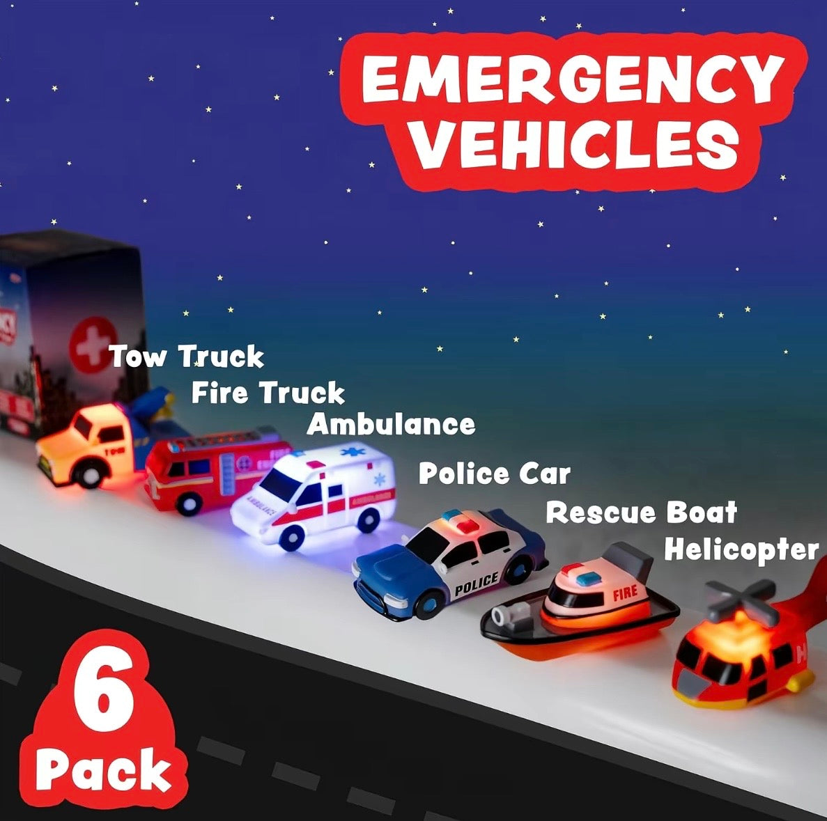6 Light-Up Rescue Bath Toys